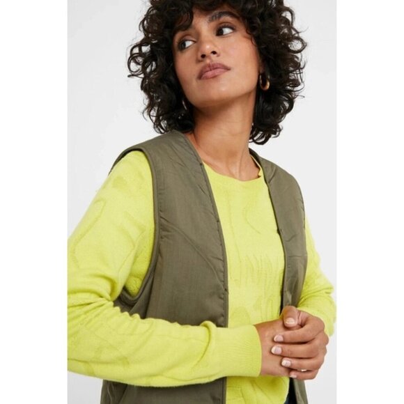 NWT Desigual cotton green & black tropical print camouflage sequined jacket, XS - Picture 11 of 16